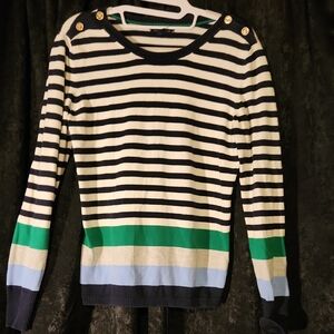 Tommy Hilfiger Striped Sweater with Gold Button Accents